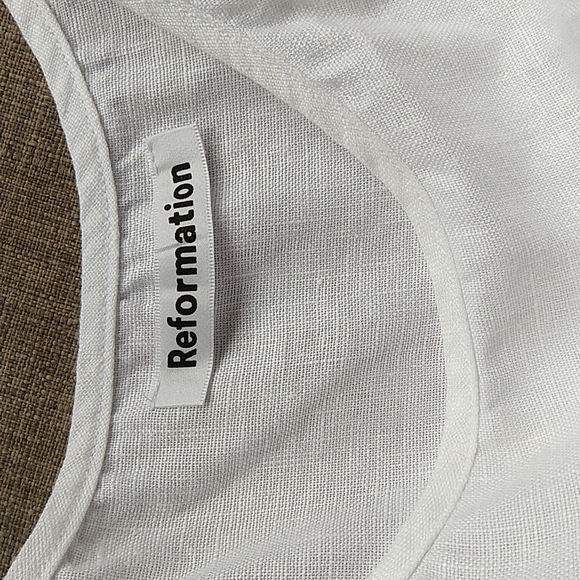 Reformation 100% Linen Tied White Tank Top Loose Flowy Natural Large - Picture 3 of 5